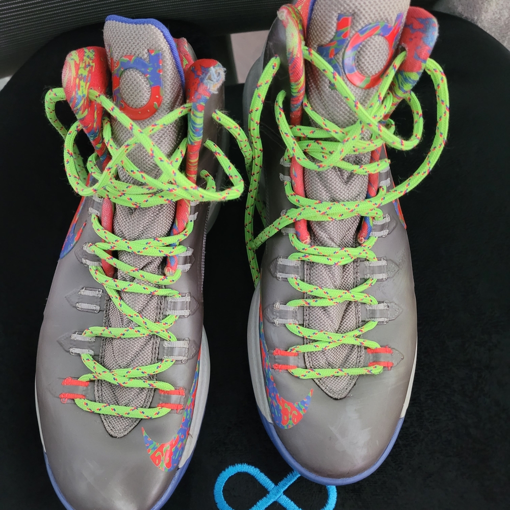 Nike Gray High-Top Athletic Shoes with Neon Green Accents